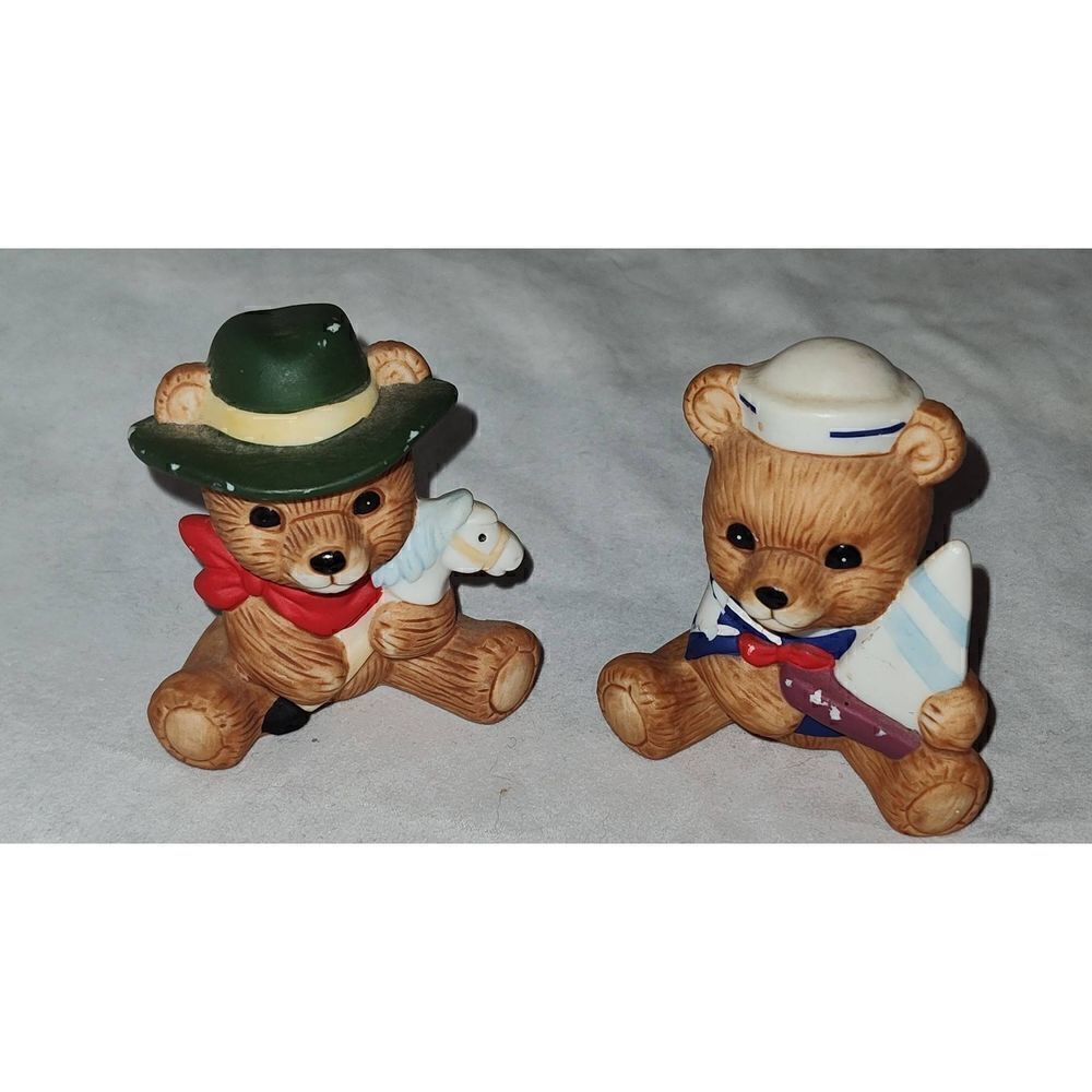 Homco #1417 Teddy Bears with horse and boat. Some paint chipping.